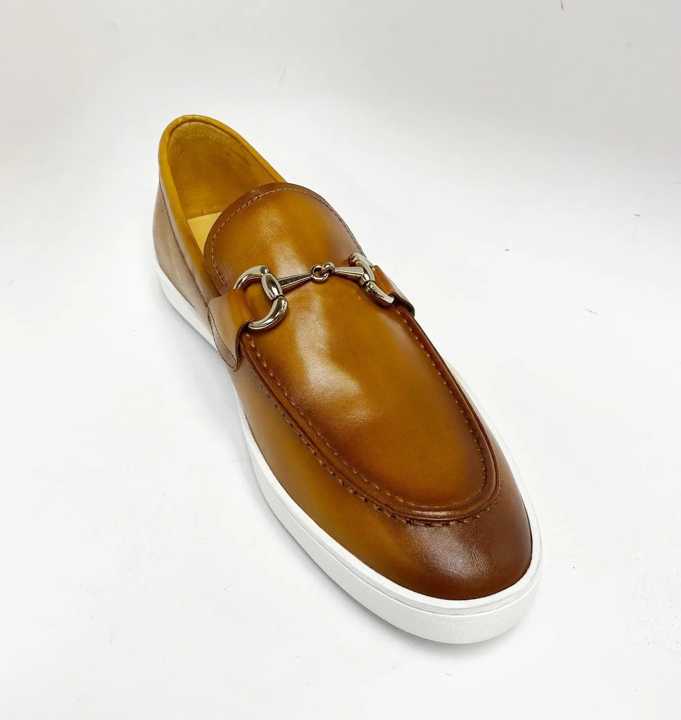 Kalbleder Schlupf-Loafer mit Horsebit-Detail in Cognac