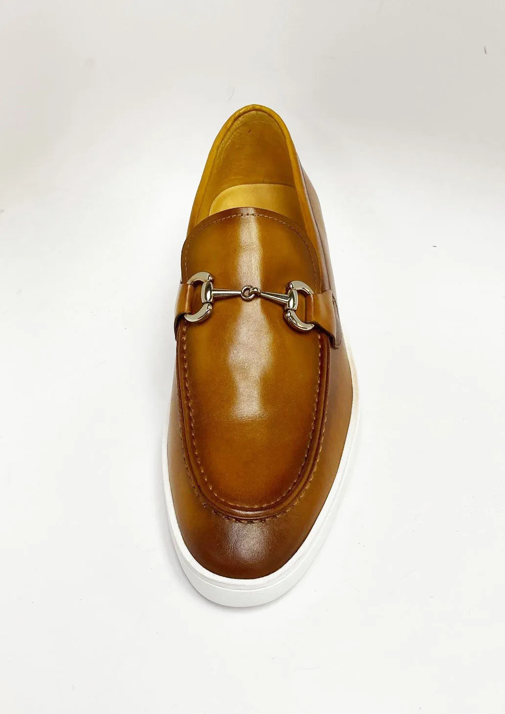 Kalbleder Schlupf-Loafer mit Horsebit-Detail in Cognac