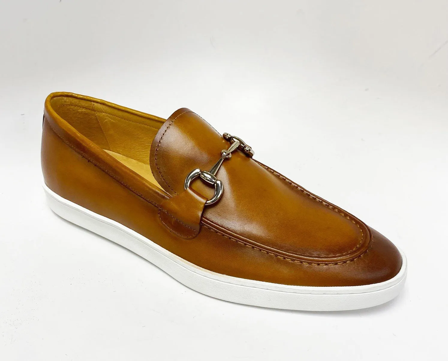 Kalbleder Schlupf-Loafer mit Horsebit-Detail in Cognac