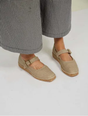 Chinchon Vegane Eco-Suede & Jute Flats | Natürliches Leinen