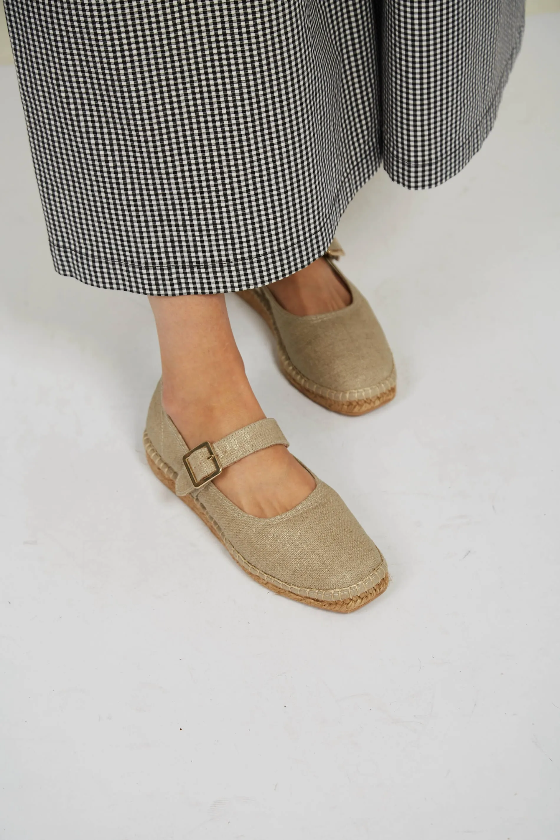 Chinchon Vegane Eco-Suede & Jute Flats | Natürliches Leinen