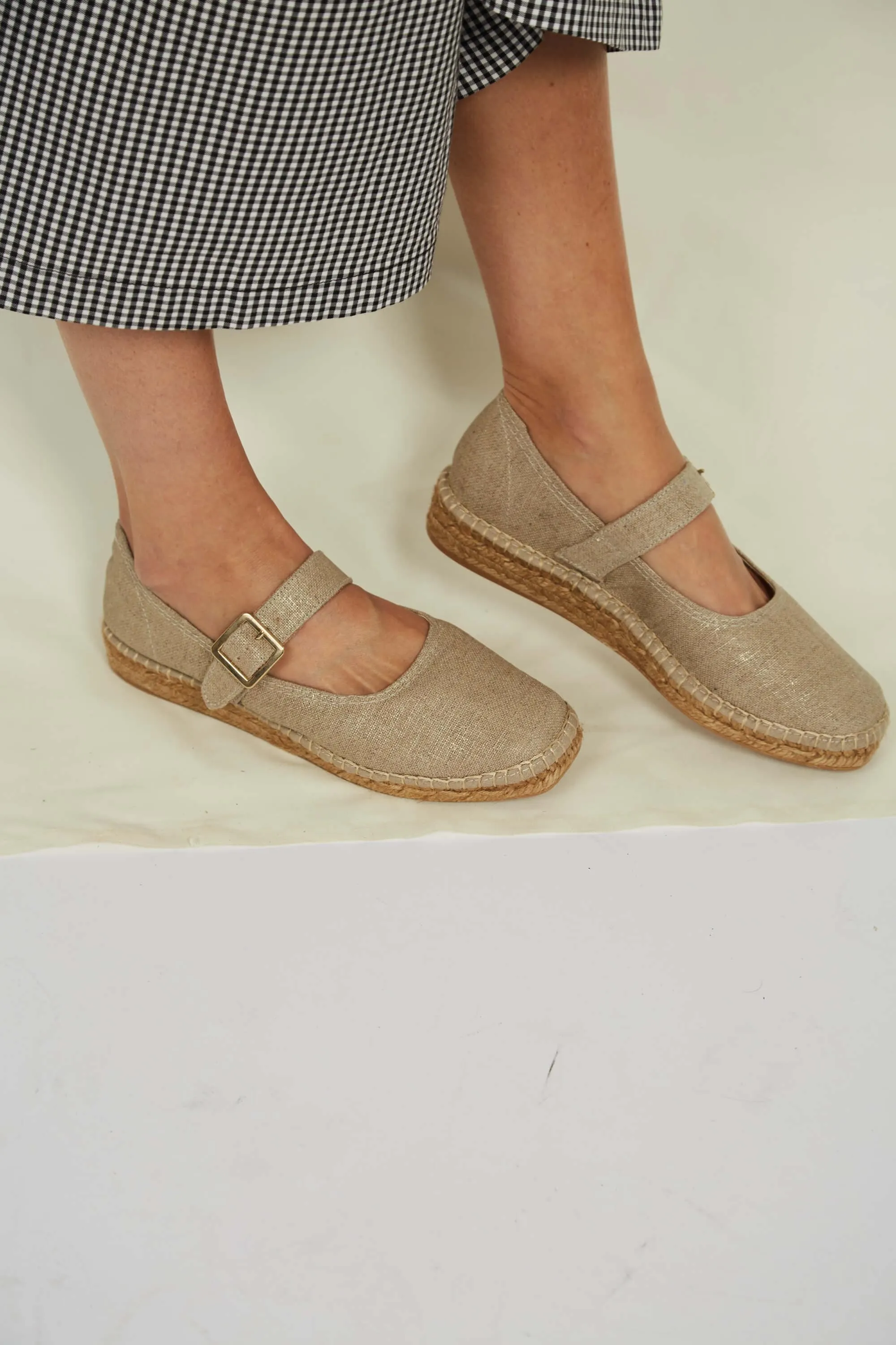 Chinchon Vegane Eco-Suede & Jute Flats | Natürliches Leinen