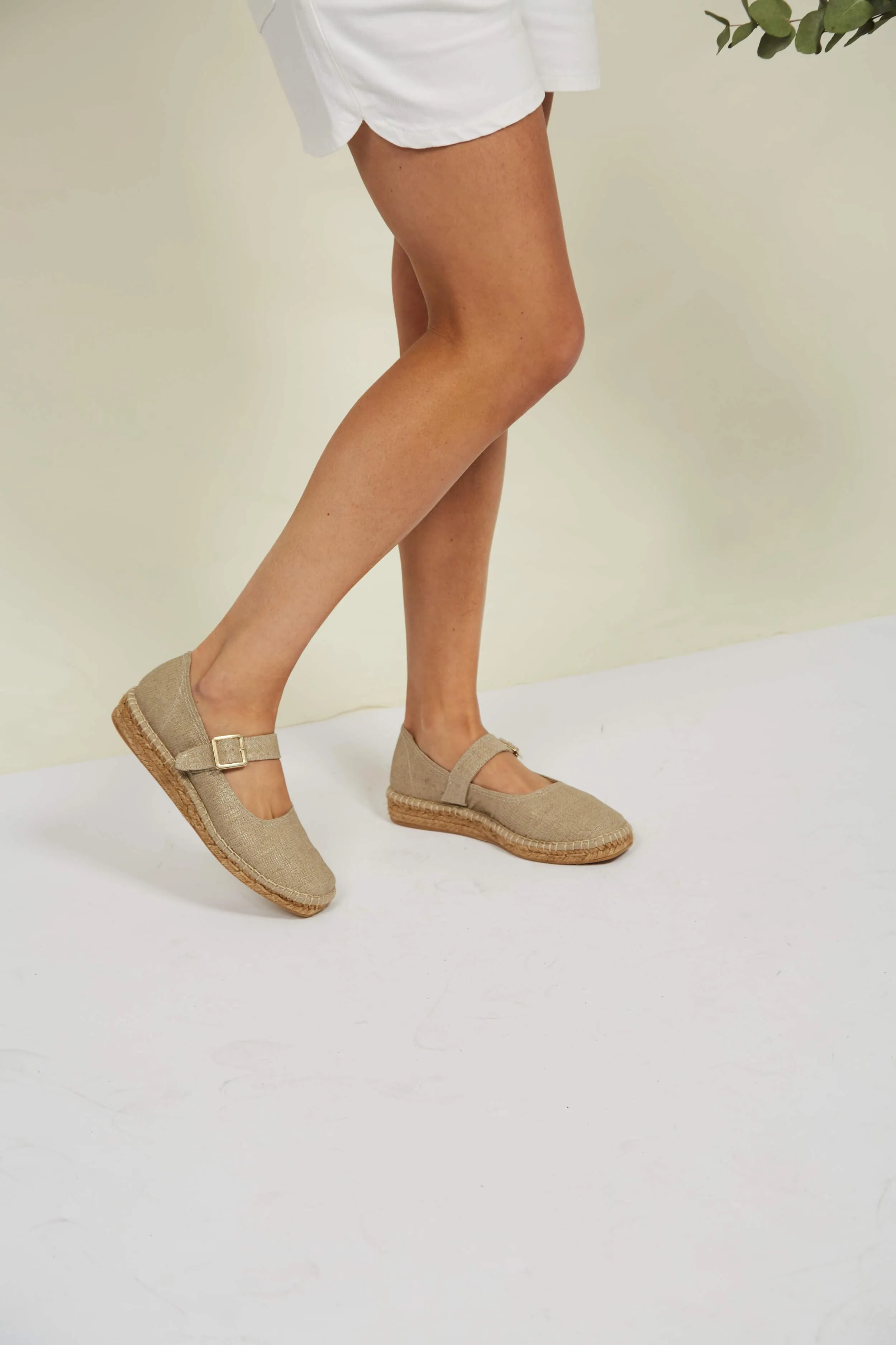 Chinchon Vegane Eco-Suede & Jute Flats | Natürliches Leinen