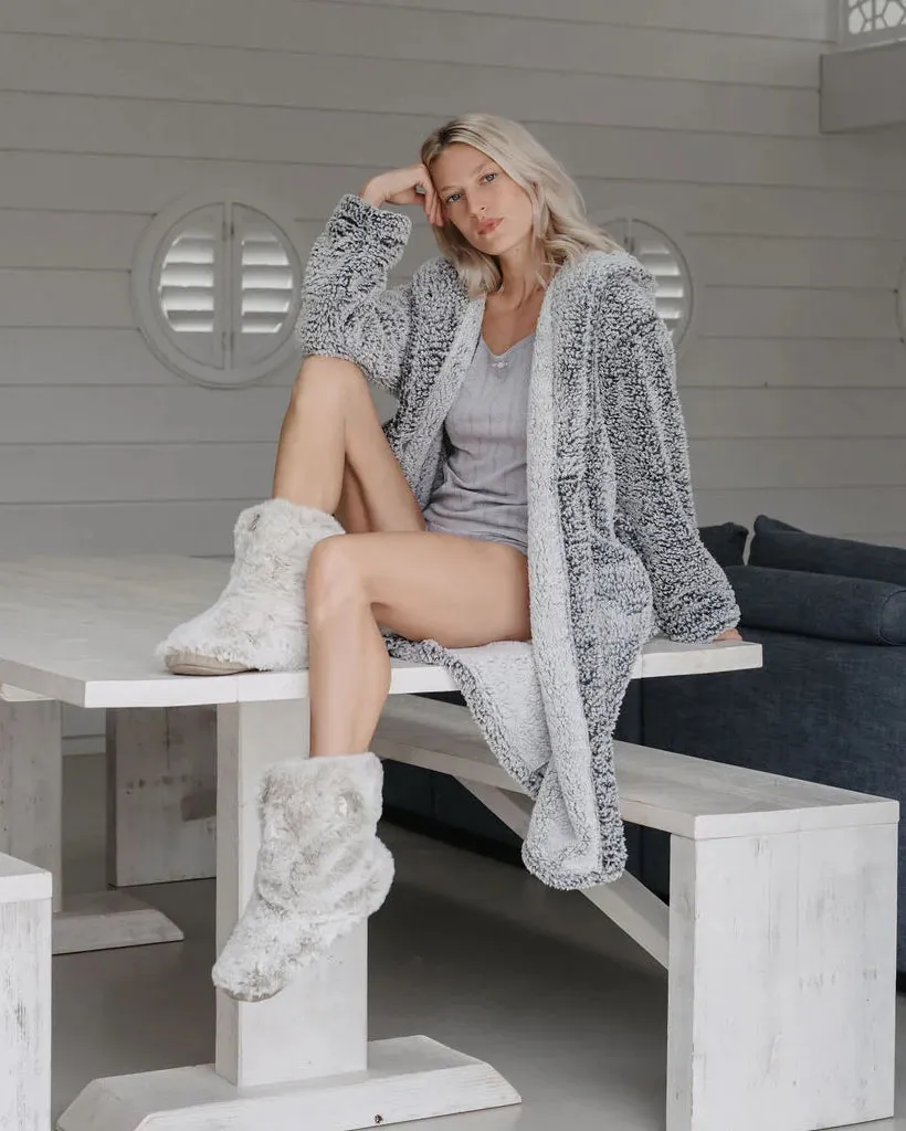 Cole Luxus-Fake-Fell-Pantoffelstiefel in Frettchen