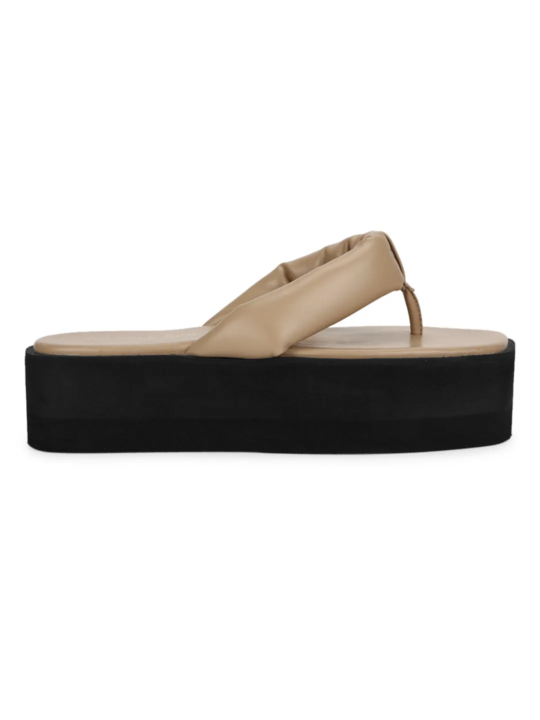 Creme PU Flip-Flop Plateaus (TC-ST-1196-CRM)
