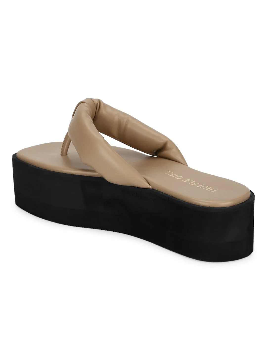 Creme PU Flip-Flop Plateaus (TC-ST-1196-CRM)