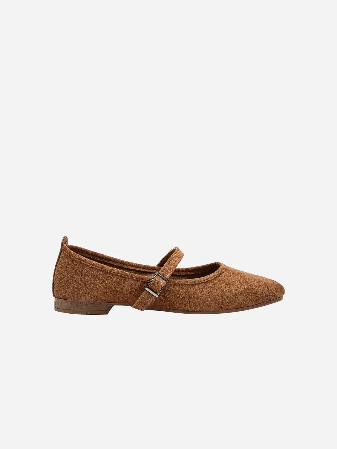 Emilie Vegan Wildleder Mary Jane Flats | Cognacbraun