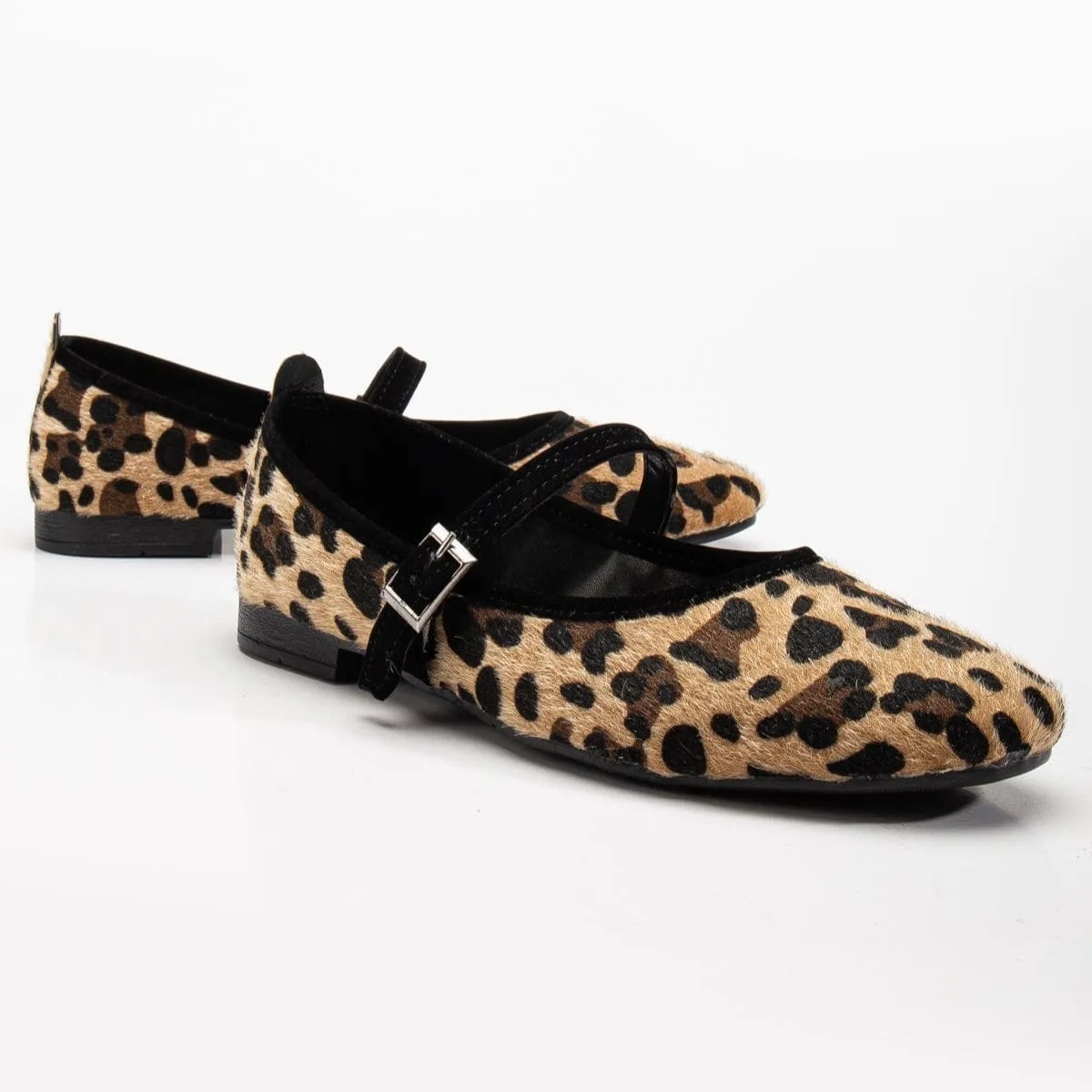 Emilie Vegan Wildleder Mary Jane Flats | Leopard