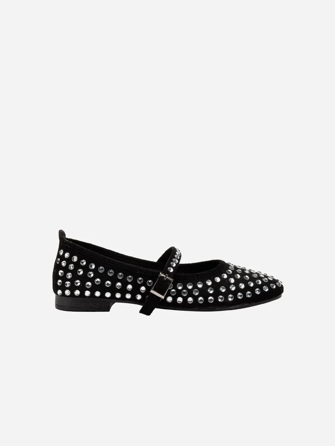 Emilie Vegan Wildleder Mary Jane Flats | Mit Kristallbesatz