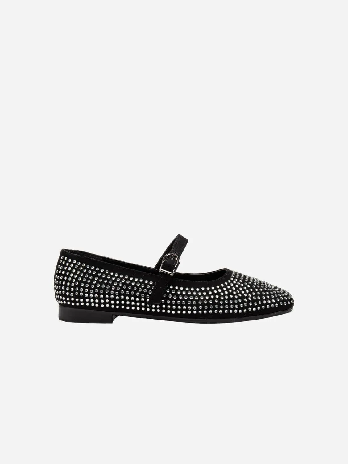 Emilie Vegan Wildleder Mary Jane Flats | Mit Mini-Kristallbesatz