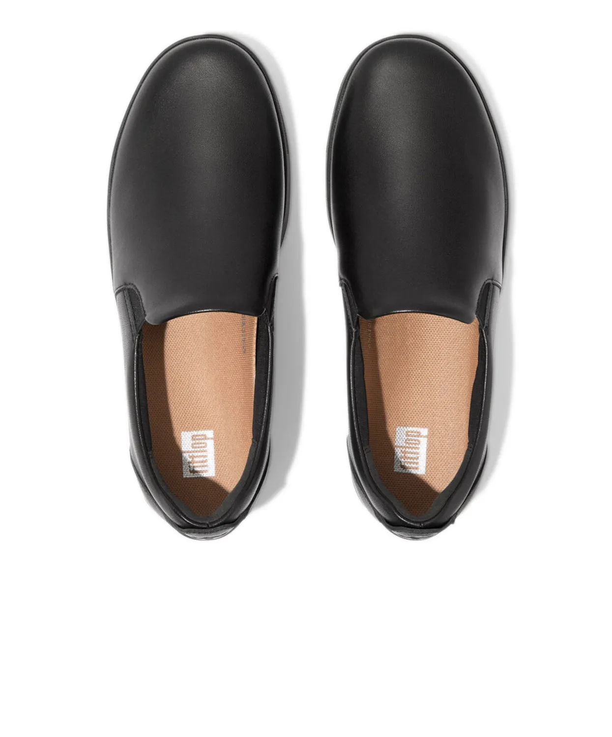 Fitflop Rally Leder Slip-On Skate Sneakers Schwarz/Schwarz