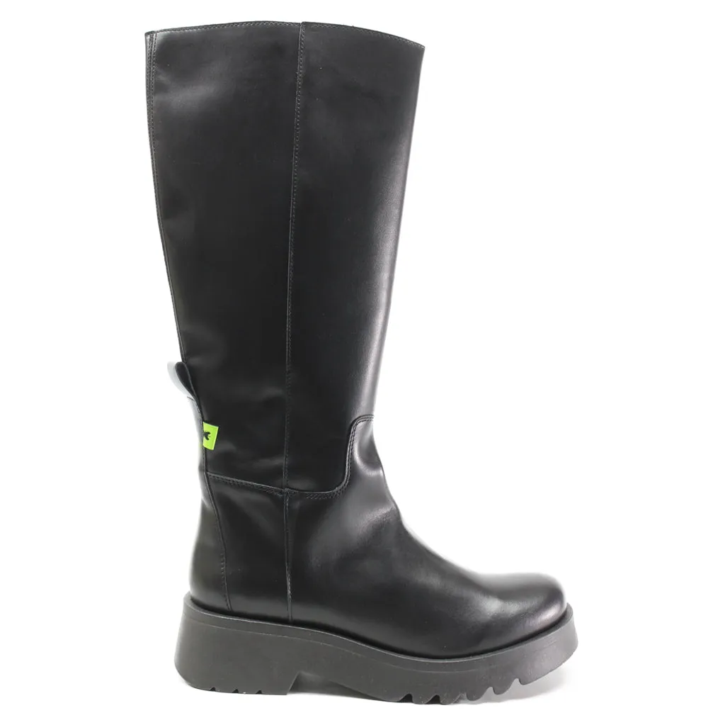 Fly London Mynt908Fly Leder Stiefeletten für Damen mit Reißverschluss bis zum Knie