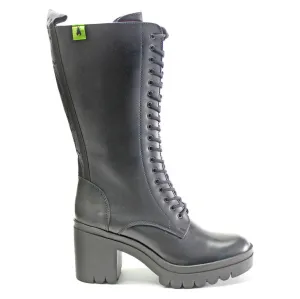 Fly London Taly884Fly Leder Stiefel mit Blockabsatz für Damen, Reißverschluss, mittlere Schafthöhe