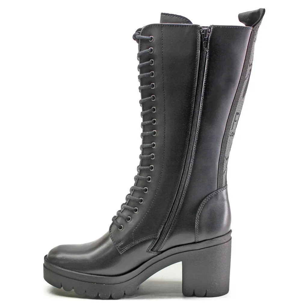 Fly London Taly884Fly Leder Stiefel mit Blockabsatz für Damen, Reißverschluss, mittlere Schafthöhe