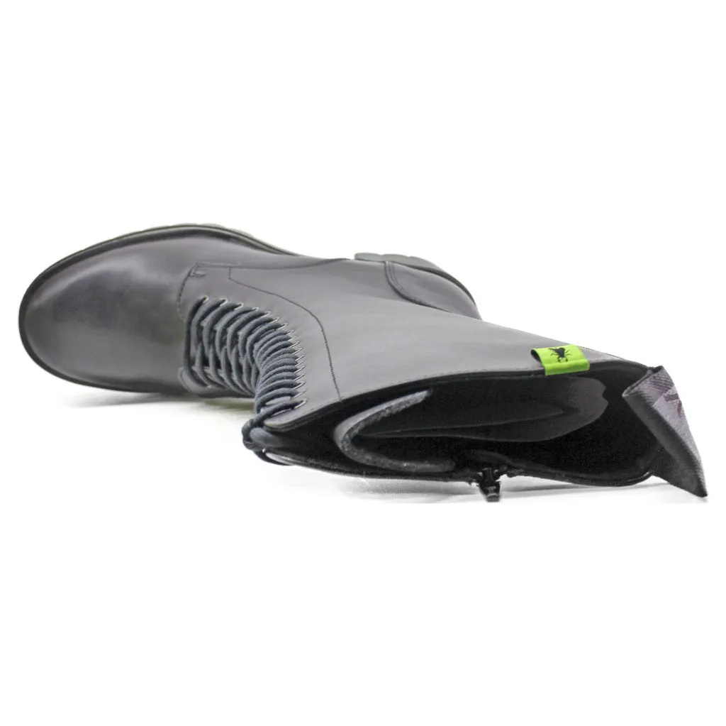 Fly London Taly884Fly Leder Stiefel mit Blockabsatz für Damen, Reißverschluss, mittlere Schafthöhe