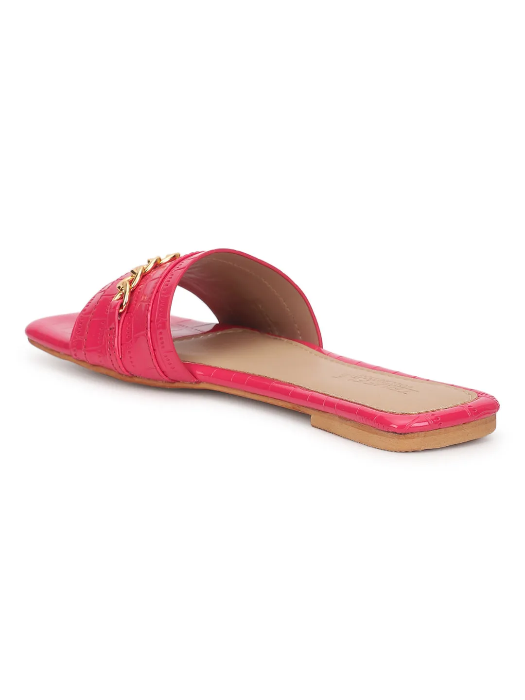Fuchia Croc Patent Schlupf-Flats (TC-ST-002-FUC)