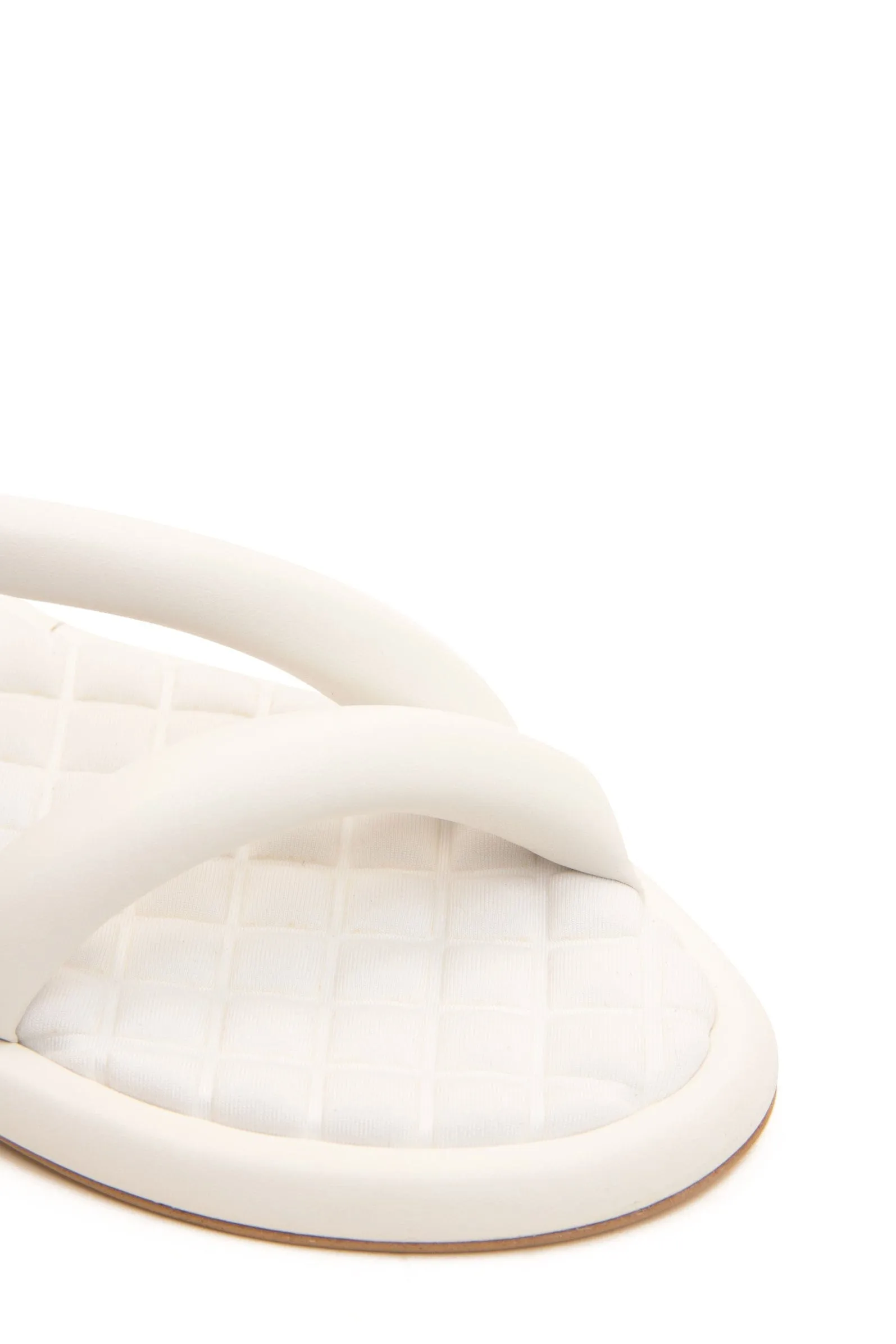Gina Vegan Nappa Leder Chunky Flache Sandalen | Weiß