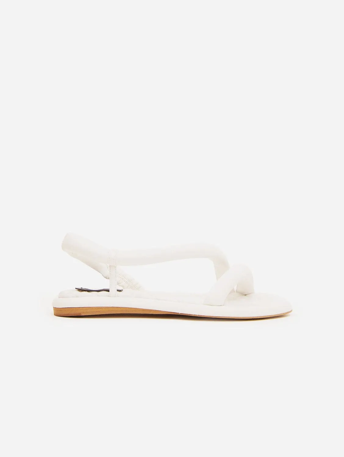 Gina Vegan Nappa Leder Chunky Flache Sandalen | Weiß