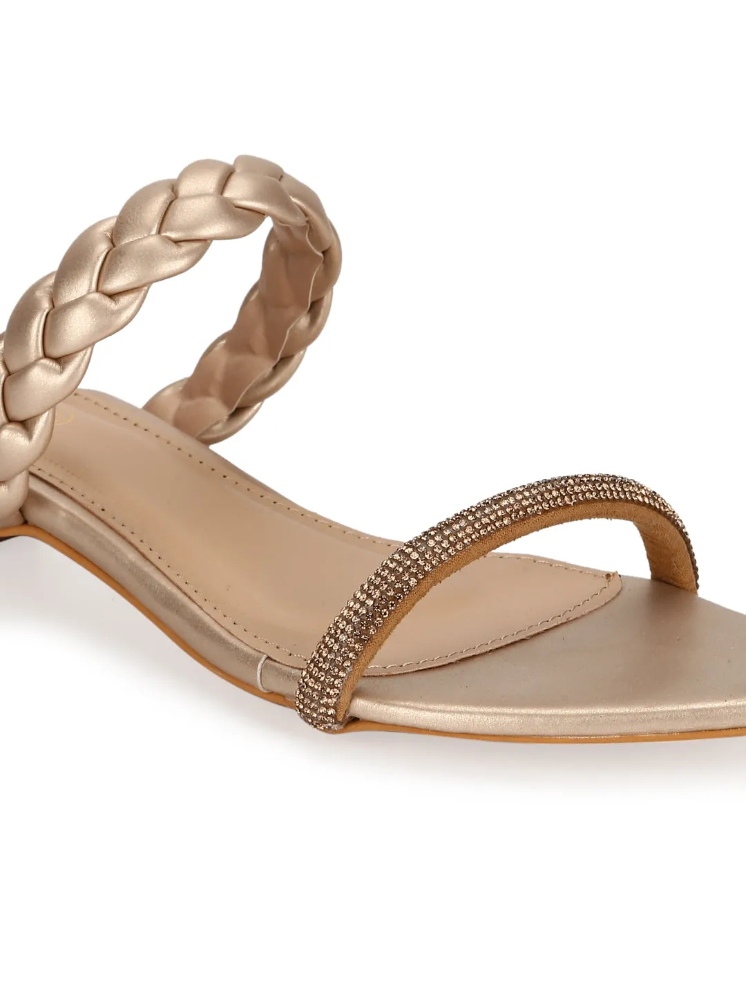Goldene PU-geflochtene Spitzenschuhe (TC-SLC-SF51-GLD)
