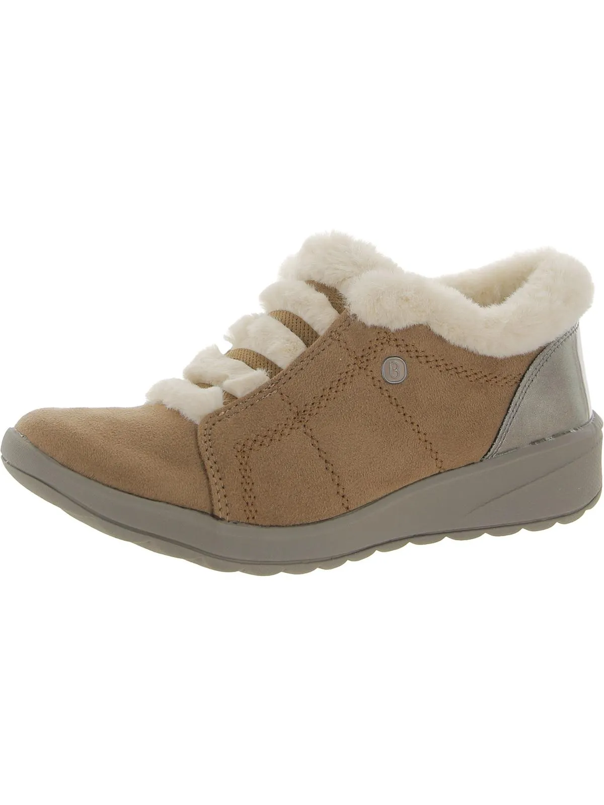 Goldene Damen Sneakers mit Kunstfellfutter Modische Hey Dude Schuhe