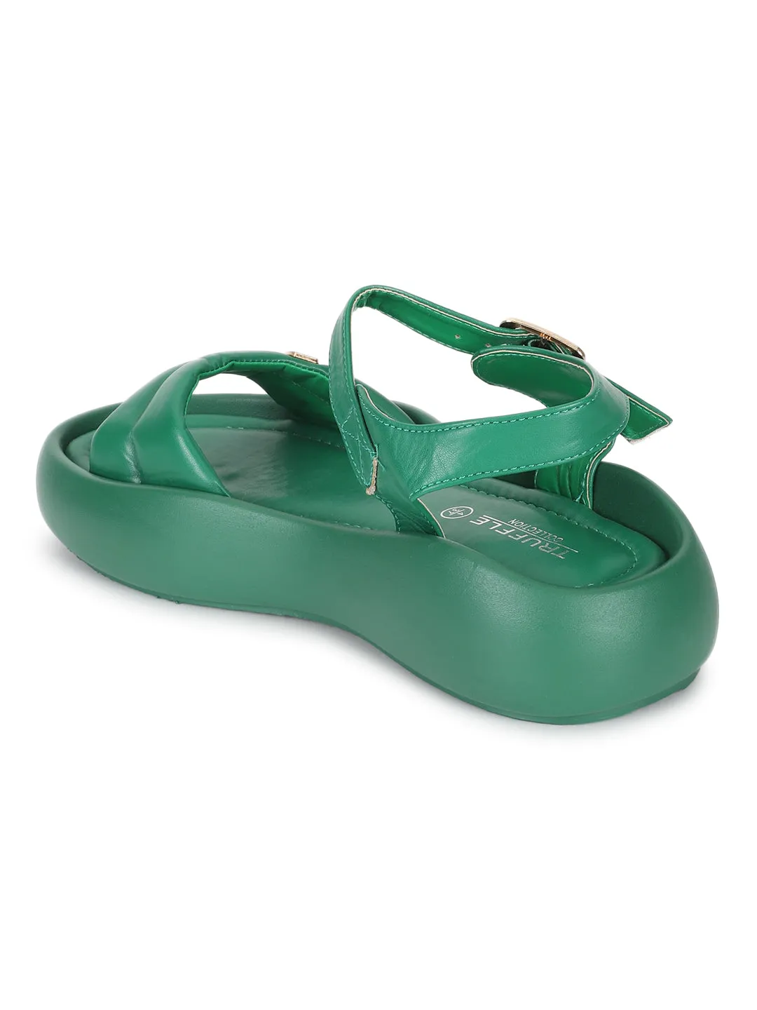 Stylische Flats mit grüner PU-Schnalle (TC-RS3583-GRN)