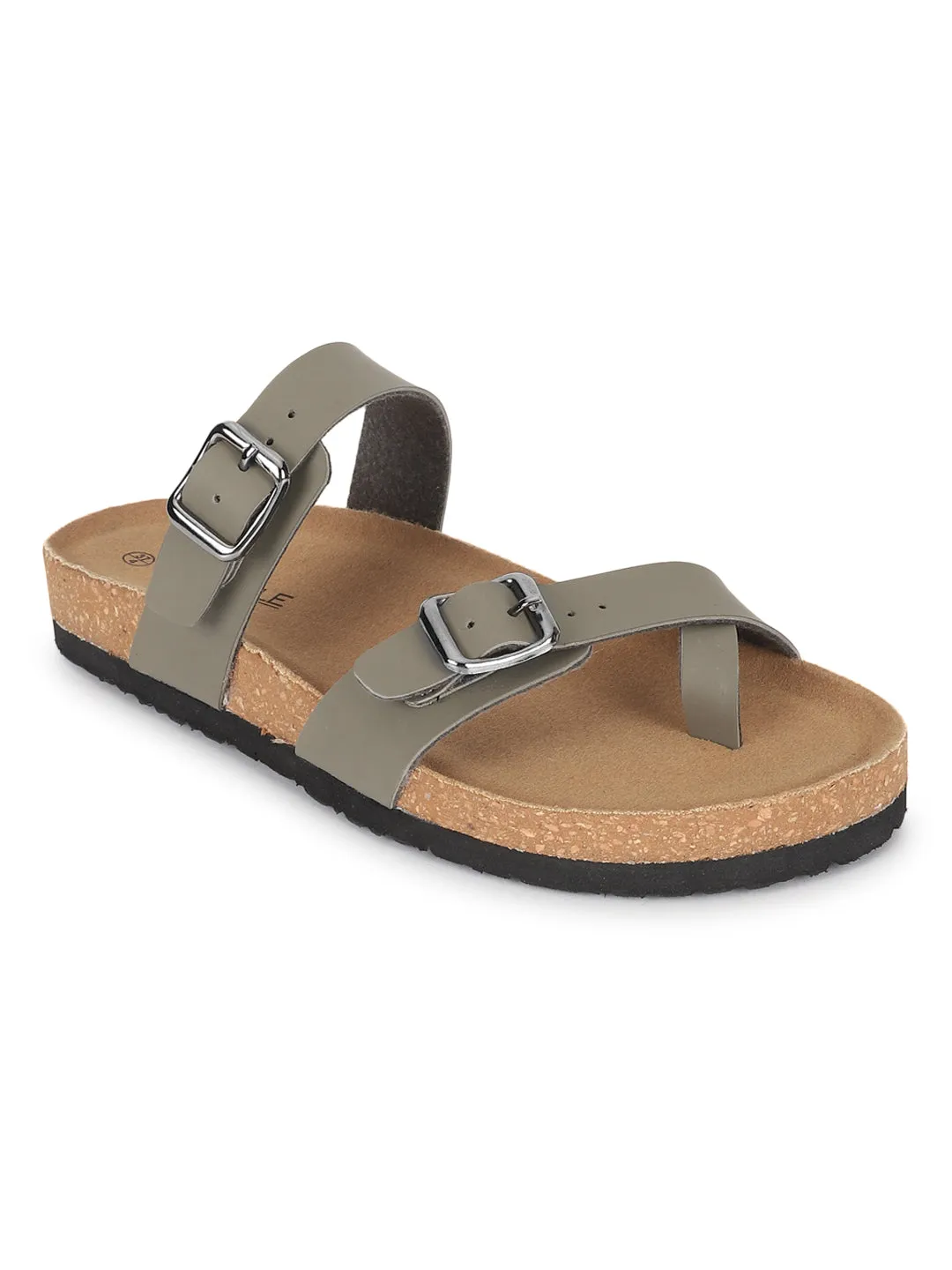 Grüne PU-Kork-Latex-Einlegesohlen Flats (TC-100504-GRN)