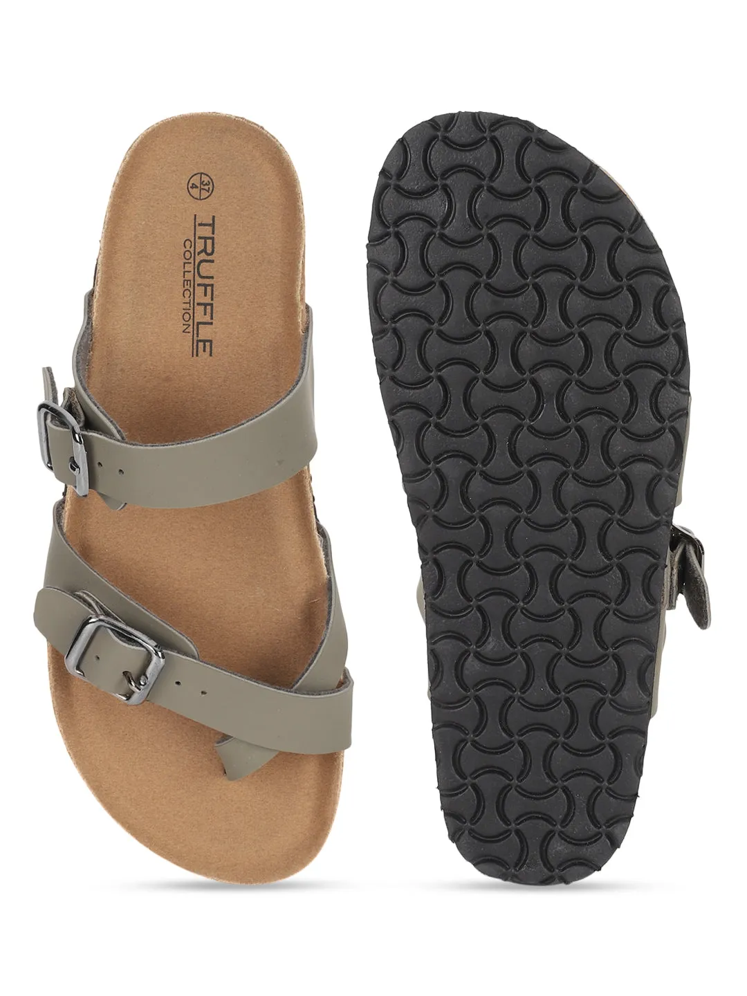 Grüne PU-Kork-Latex-Einlegesohlen Flats (TC-100504-GRN)