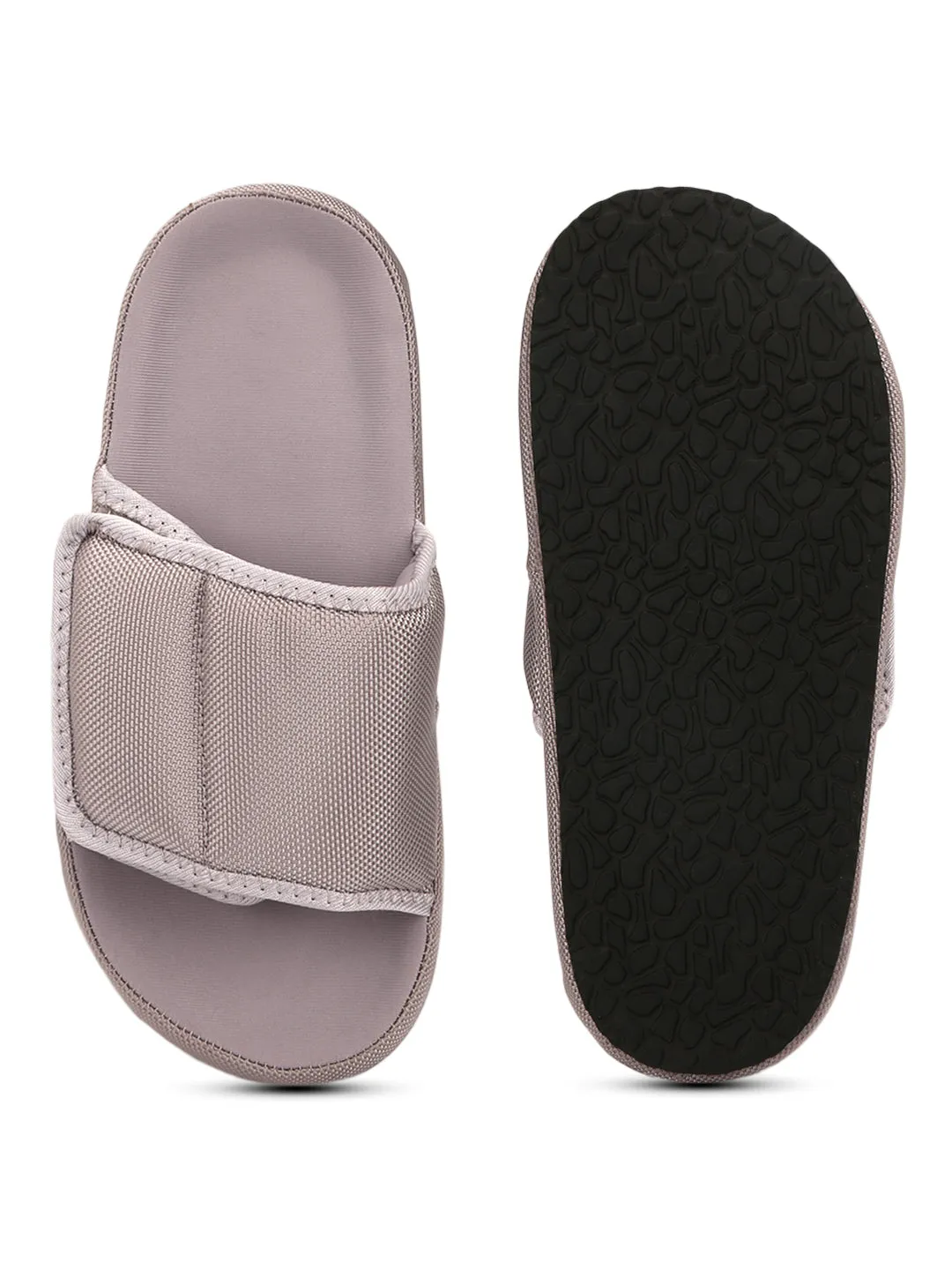 Graue Breitriemen-Slip-On-Flats