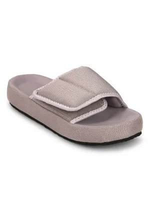Graue Breitriemen-Slip-On-Flats