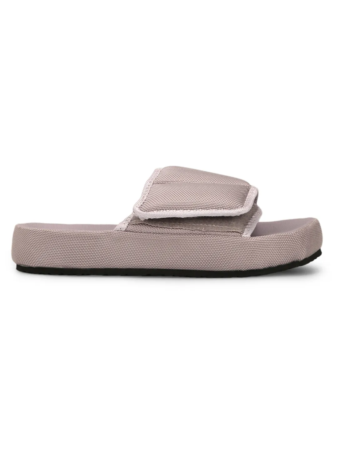 Graue Breitriemen-Slip-On-Flats