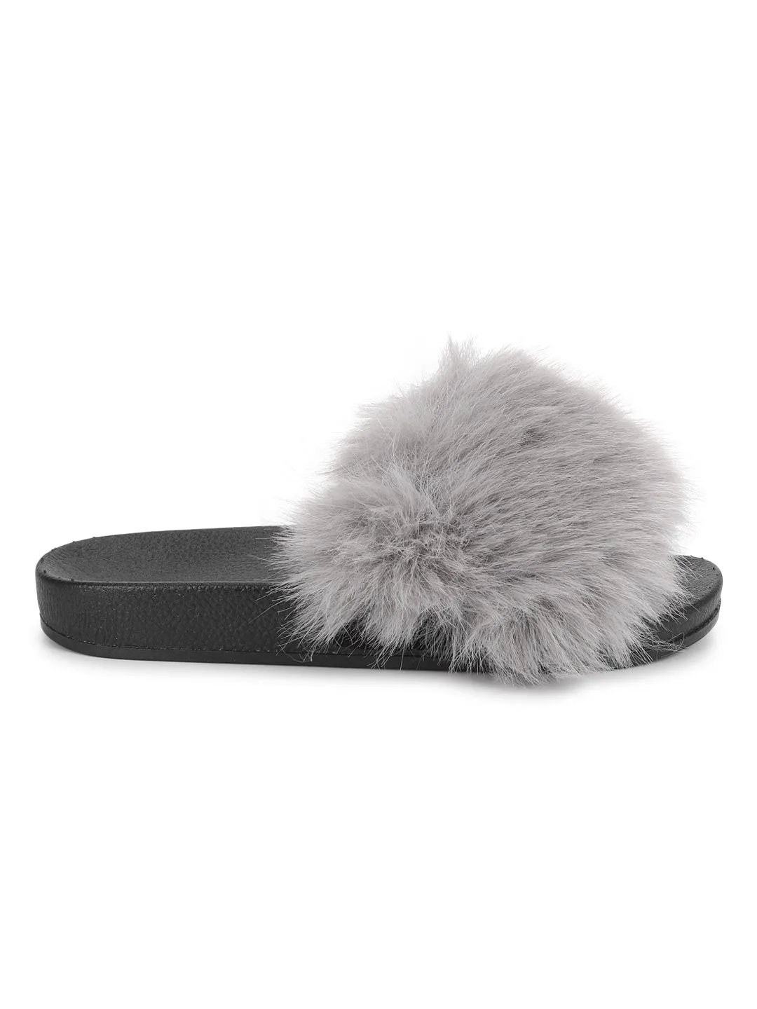Graue Pelz-Slip-On Flats (TC-AMUNA1012-GRY)