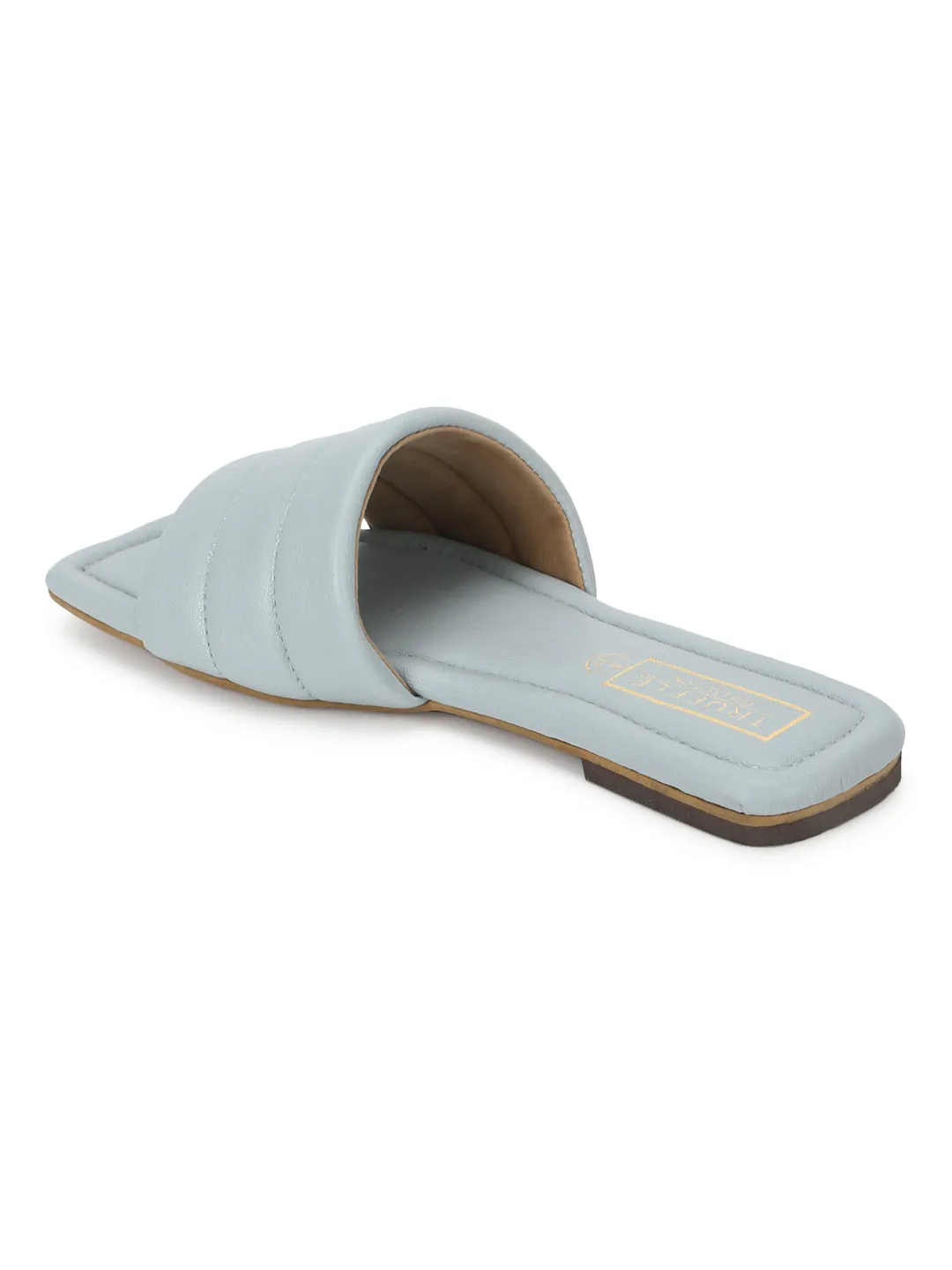 Graue PU-Slipper mit quadratischer Spitze (TC-SLC-SF-50-GRY)
