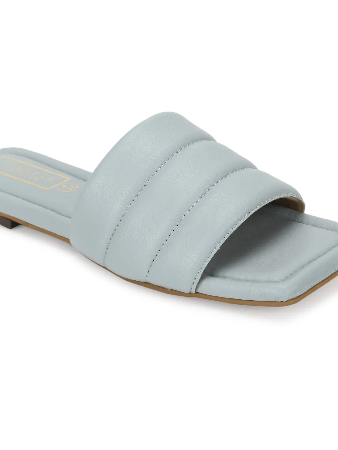 Graue PU-Slipper mit quadratischer Spitze (TC-SLC-SF-50-GRY)