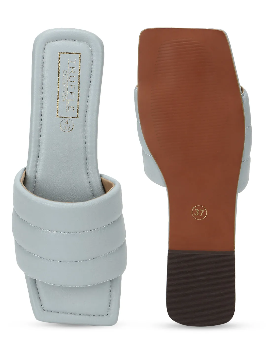 Graue PU-Slipper mit quadratischer Spitze (TC-SLC-SF-50-GRY)