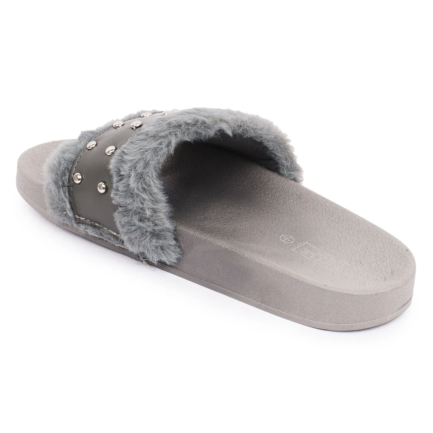 Graue genagelte Pelz-Flatslider
