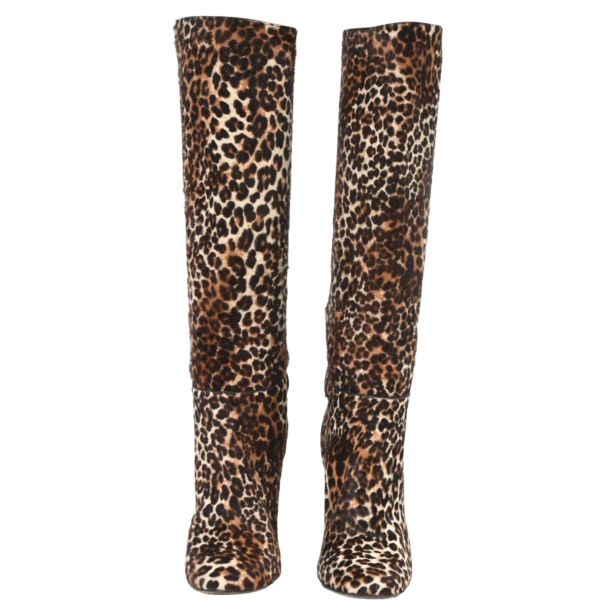 Jimmy Choo Leopardenmuster Stiefel bis zum Knie in Braunem Ponyhaar_Jimmy-Choo