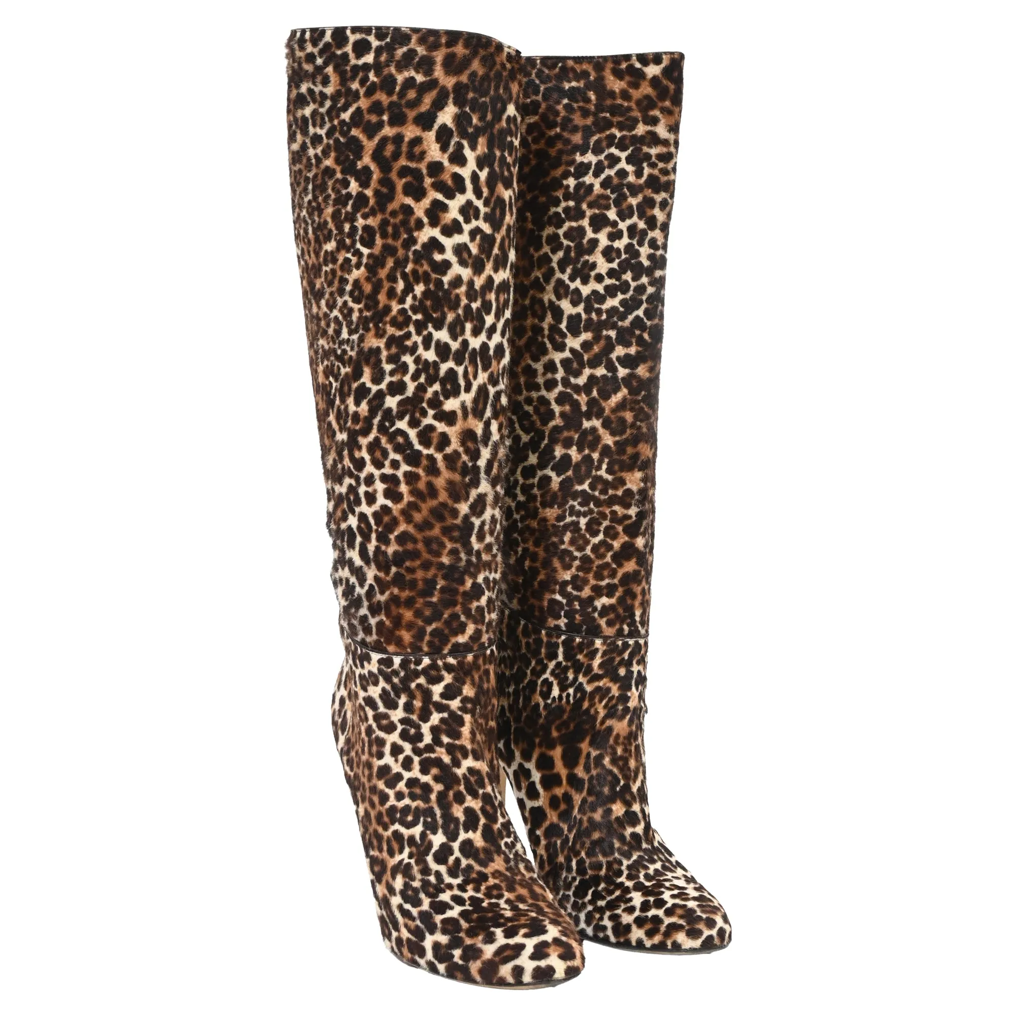 Jimmy Choo Leopardenmuster Stiefel bis zum Knie in Braunem Ponyhaar_Jimmy-Choo