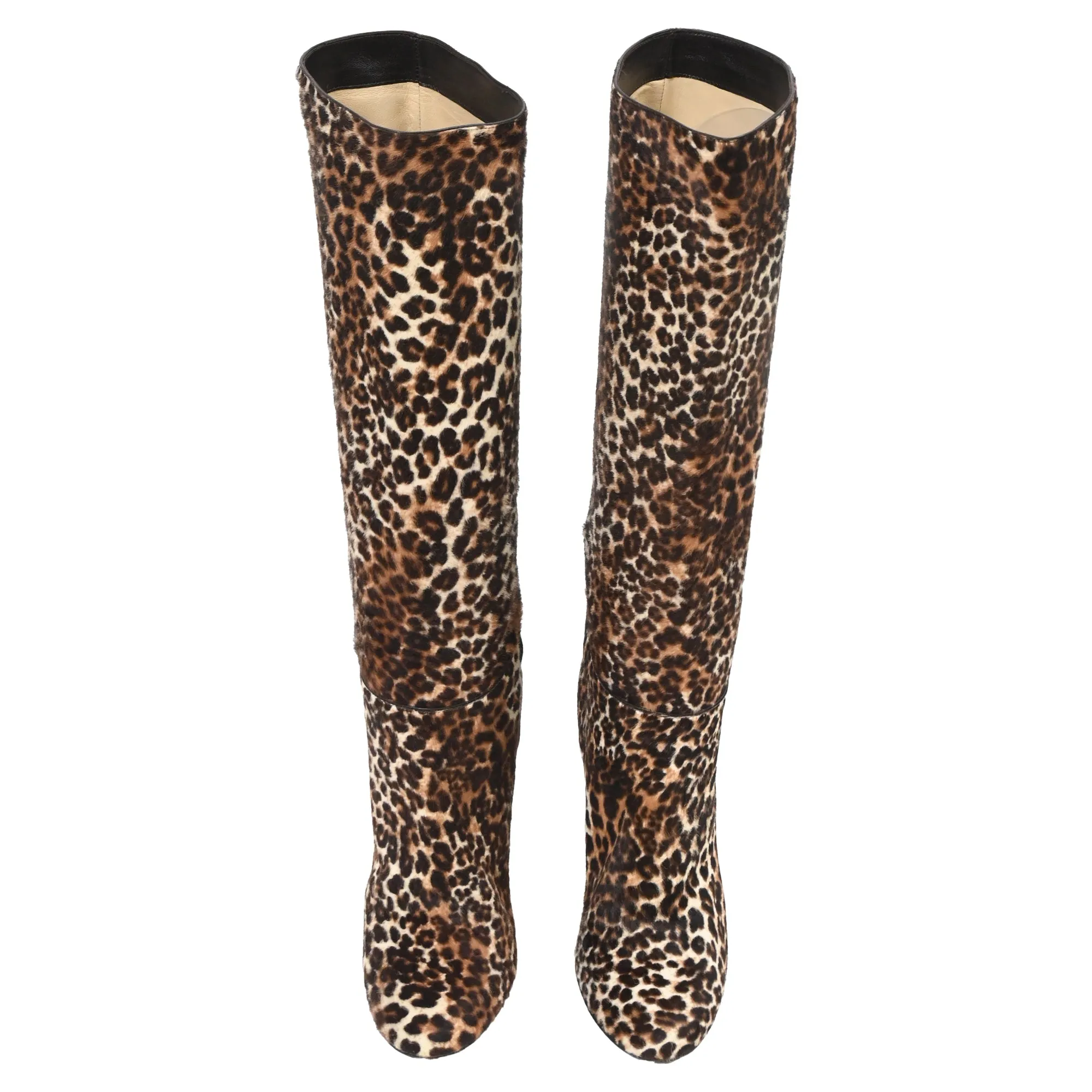 Jimmy Choo Leopardenmuster Stiefel bis zum Knie in Braunem Ponyhaar_Jimmy-Choo