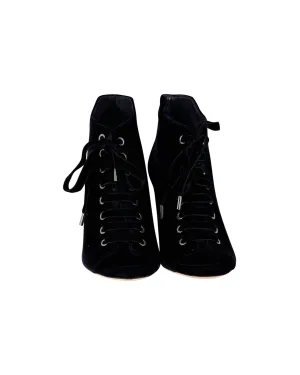 Jimmy Choo Mavy 85 Ankle Boots in Navy Blue Velvet Shoes_Jimmy-Choo