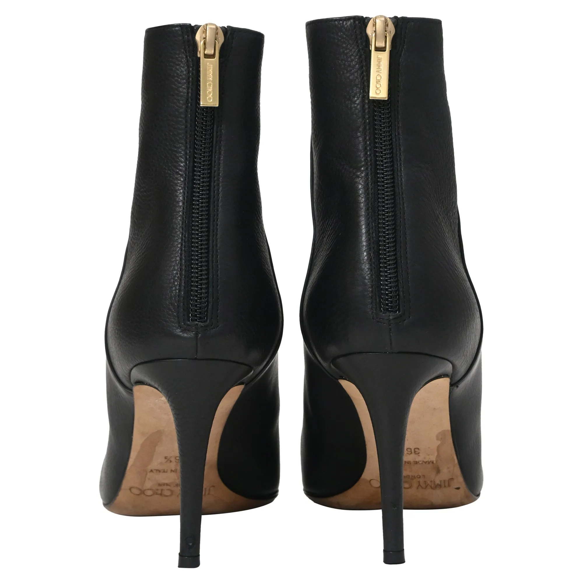 Jimmy Choo Spitzige High-Heel Stiefeletten in Schwarz Kalbsleder Schuhe_Jimmy-Choo