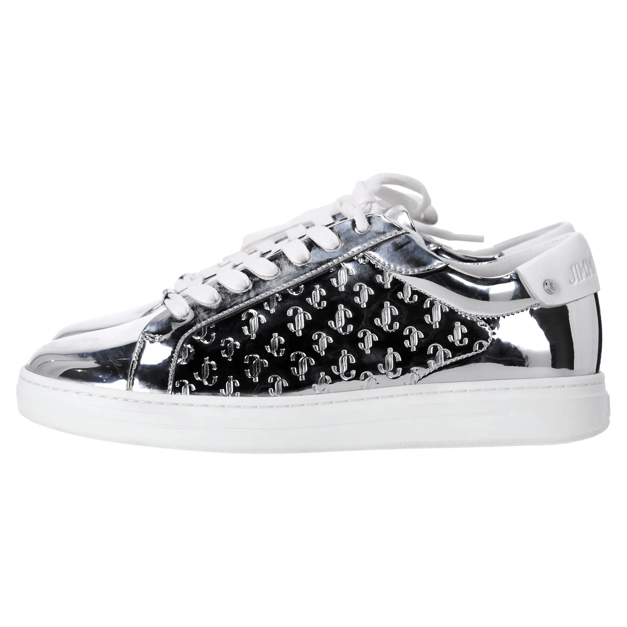 Jimmy Choo Rom/F Monogram Sneakers in Metallicsilber Leder