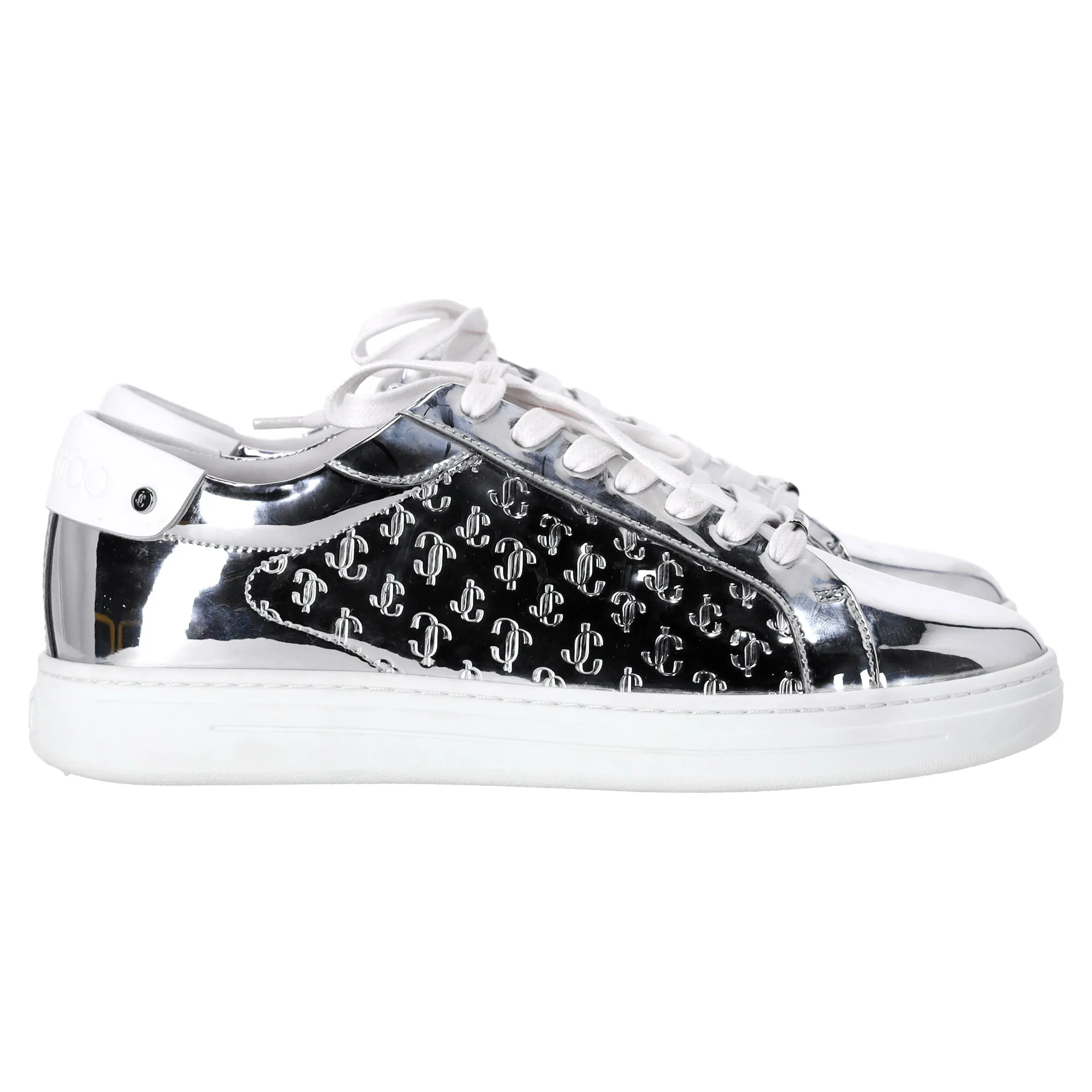 Jimmy Choo Rom/F Monogram Sneakers in Metallicsilber Leder