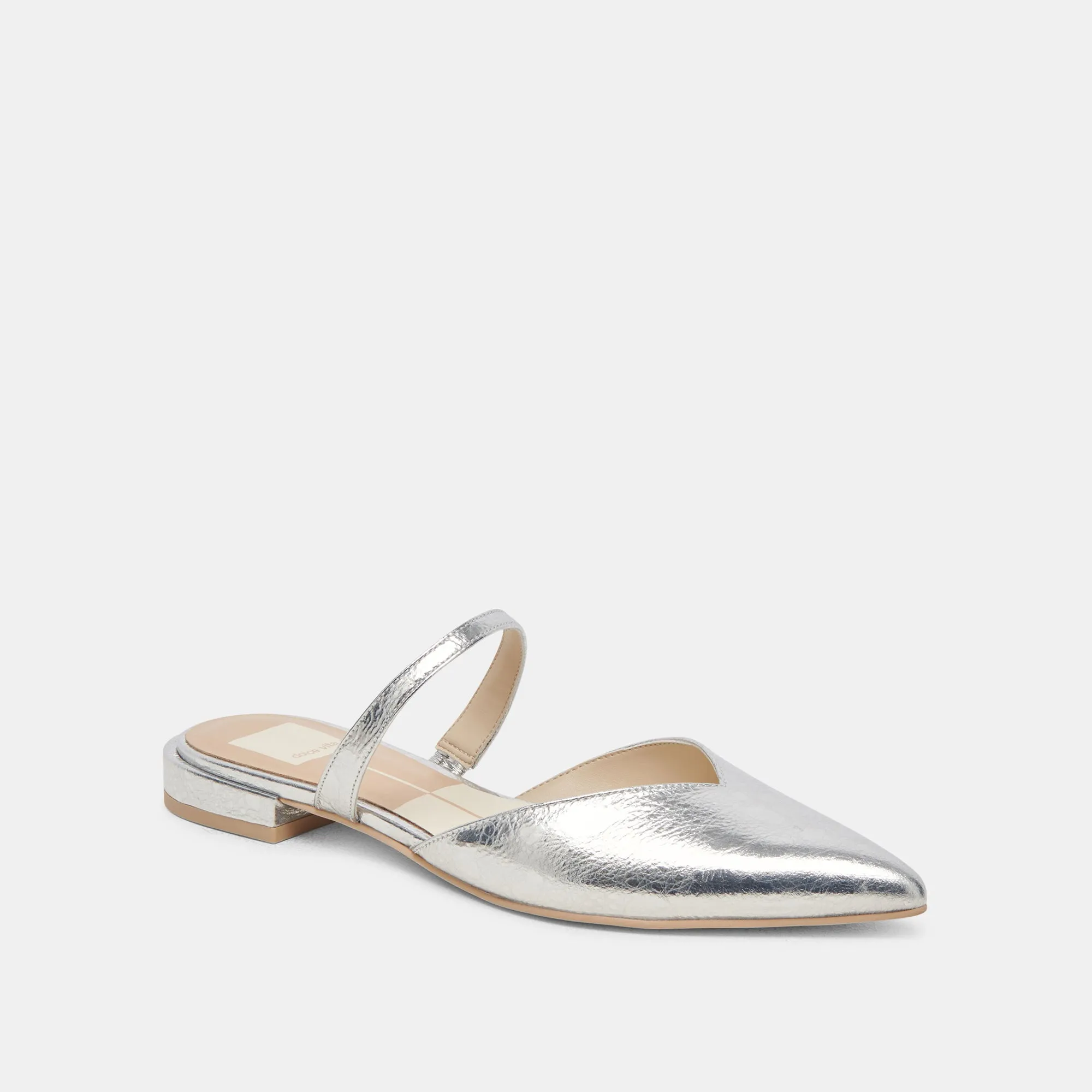 KANIKA FLATS SILVER DISTRESSED LEDER