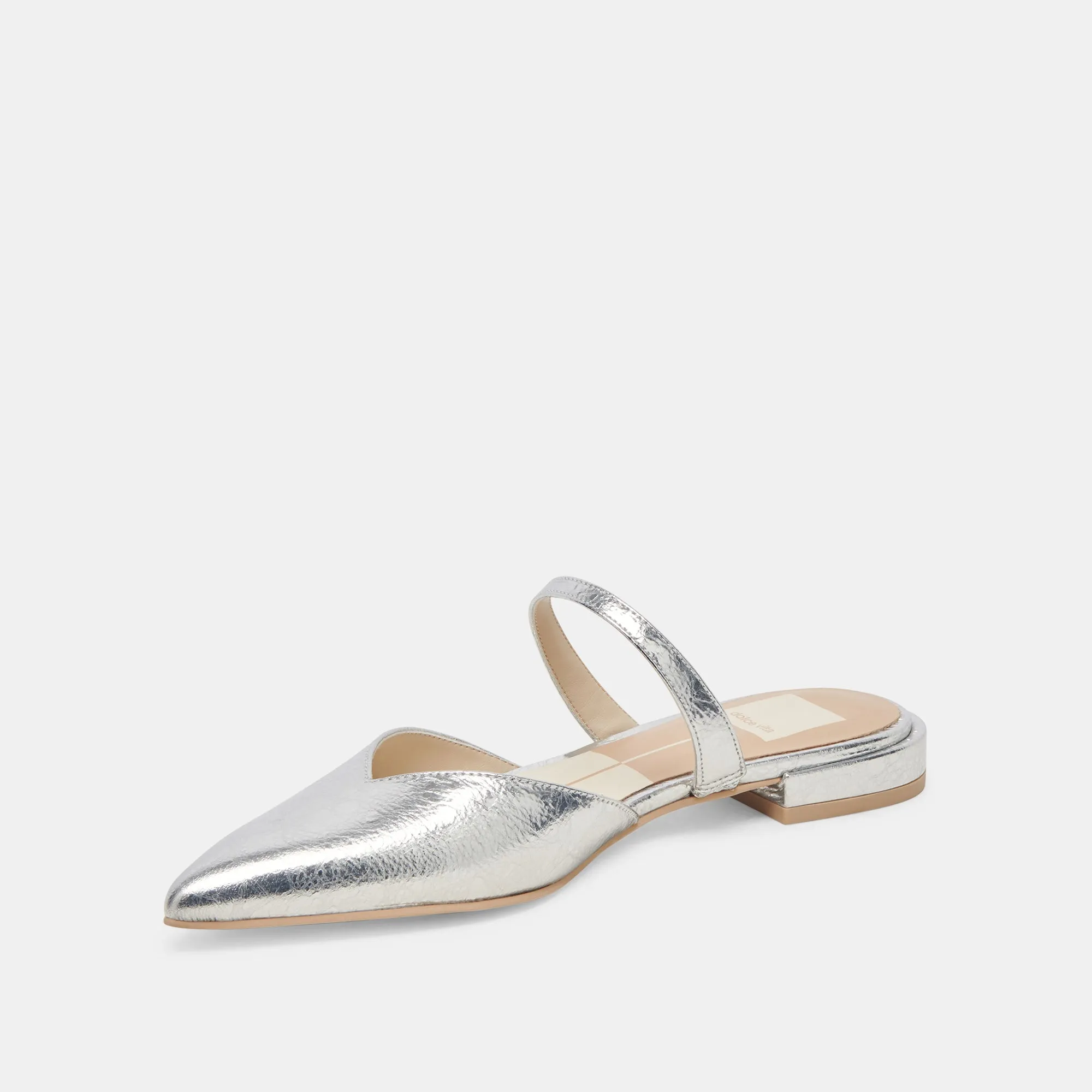 KANIKA FLATS SILVER DISTRESSED LEDER