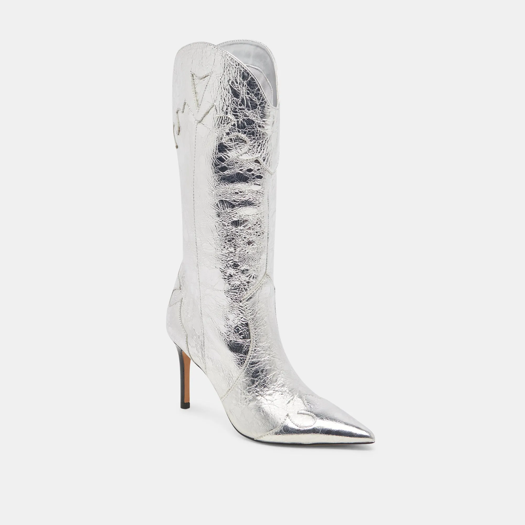 KASEDY STIEFEL SILBER ANTIKE LEDER