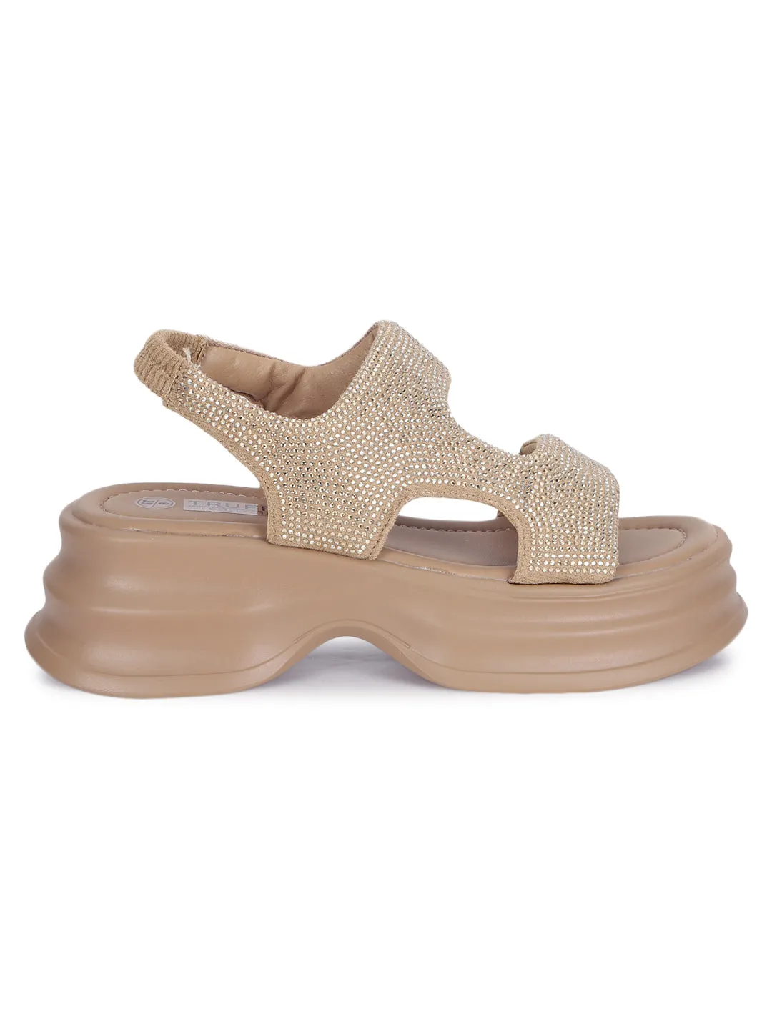 Khaki PU Diamante Stilvolle Schlupf-Slipper (TC-RS3637-KHA)