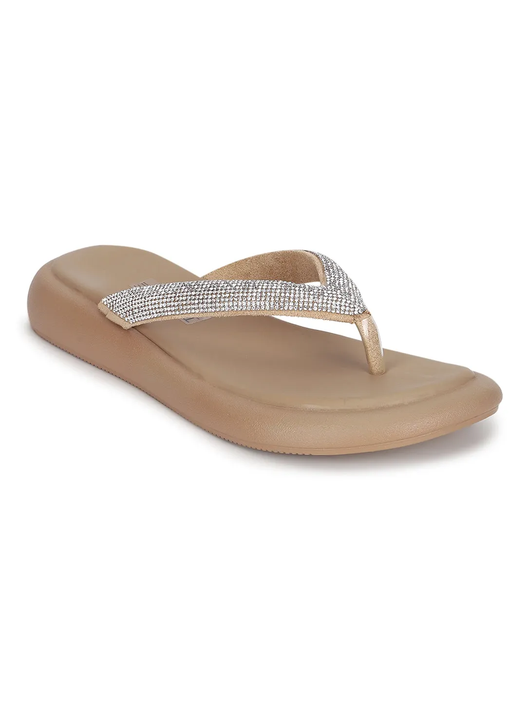 Khaki PU Verzierte T-Riemchen Stylische Flats (TC-RS3639-KHA)