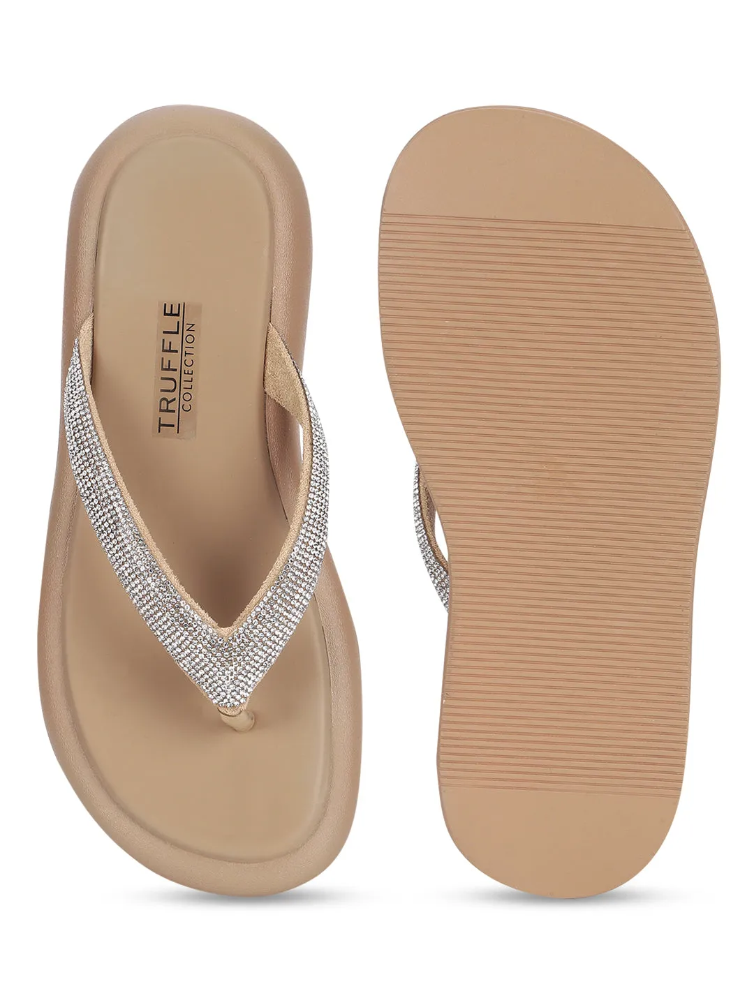 Khaki PU Verzierte T-Riemchen Stylische Flats (TC-RS3639-KHA)
