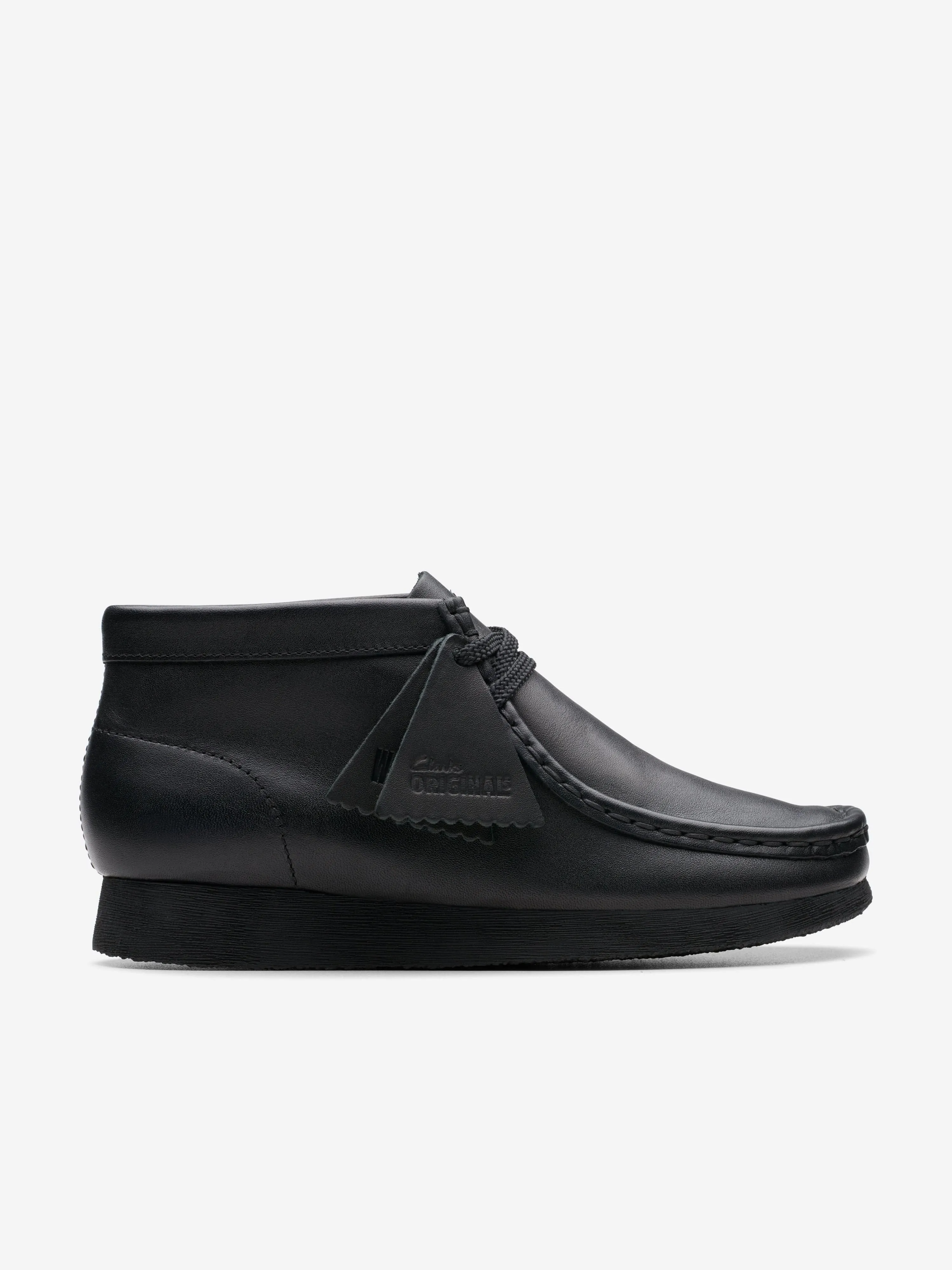 Wallabee-Lederstiefel für Kinder in Schwarz