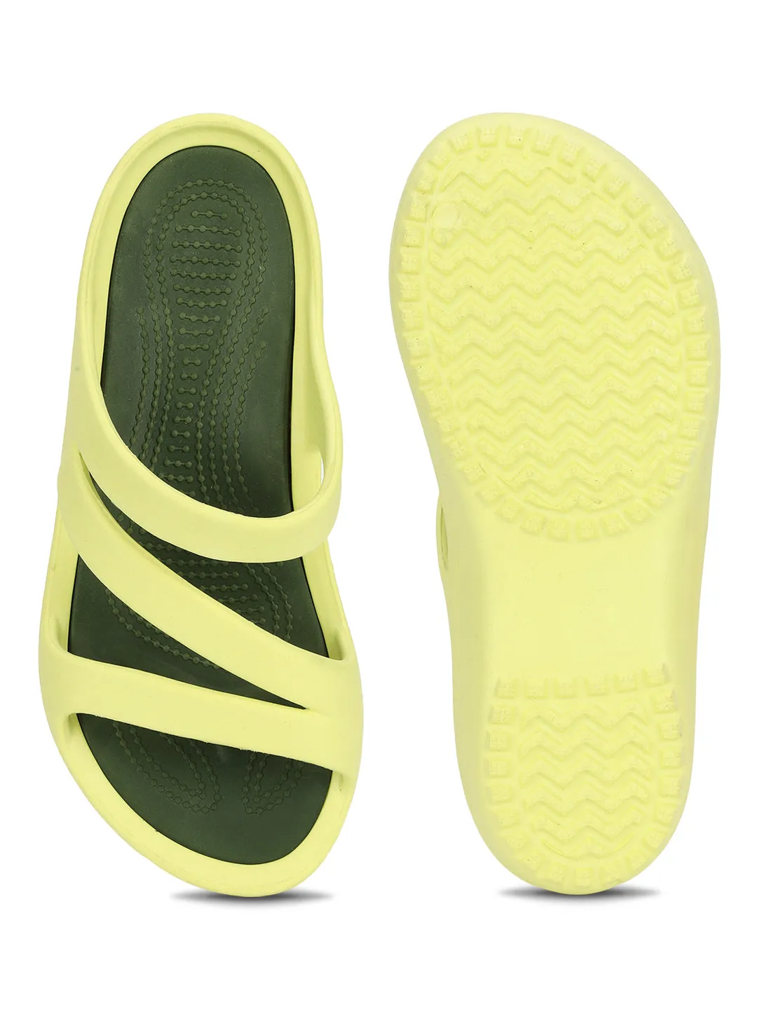 Stilvolle Lime Yellow Schlupfballerinas Für Damen (TC-LFLAT1-LIME)